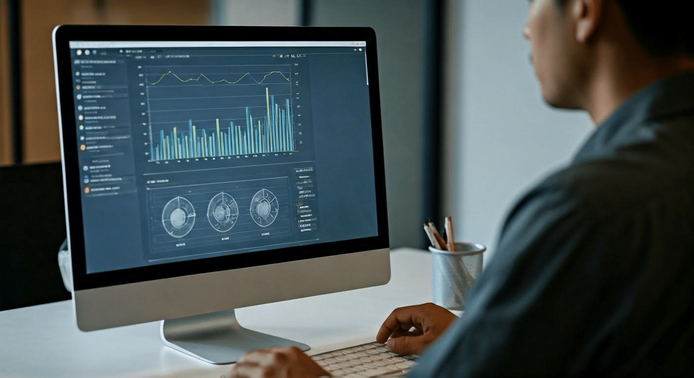 Professional analyzing catering analytics